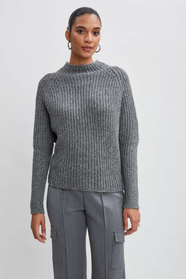 Elie Tahari Tops & Sweaters-Metallic Mock Neck Sweater