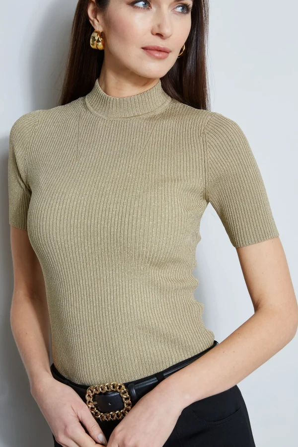 Elie Tahari Tops & Sweaters-Metallic Mock Neck Sweater