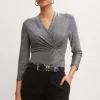 Elie Tahari Tops & Sweaters-Metallic Ruched Knit