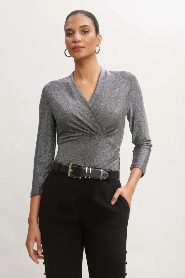 Elie Tahari Tops & Sweaters-Metallic Ruched Knit