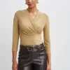 Elie Tahari Tops & Sweaters-Metallic Ruched Knit