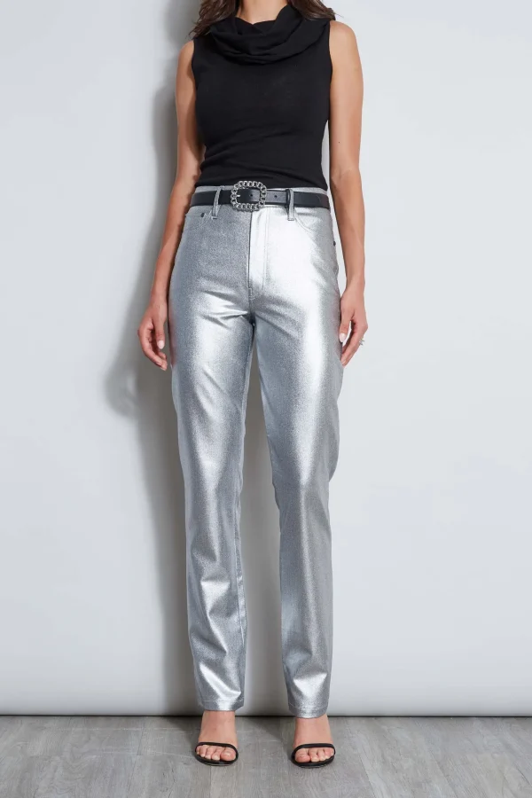 Elie Tahari Bottoms-Metallic Stretch Twill Jeans