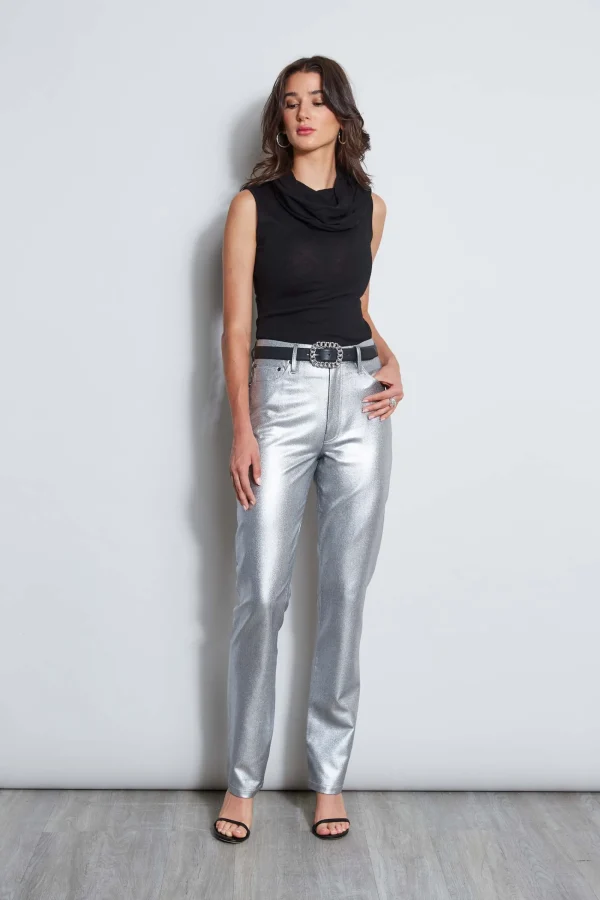 Elie Tahari Bottoms-Metallic Stretch Twill Jeans