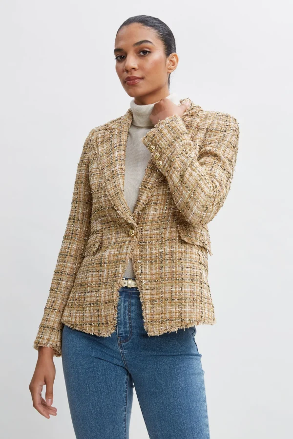 Elie Tahari Jackets & Blazers | Suiting-Metallic Tweed Blazer