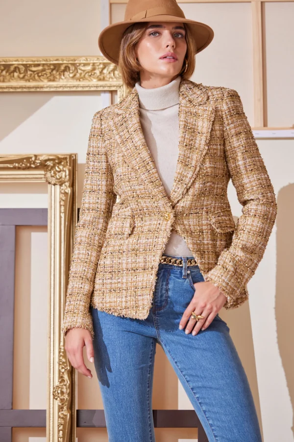 Elie Tahari Jackets & Blazers | Suiting-Metallic Tweed Blazer