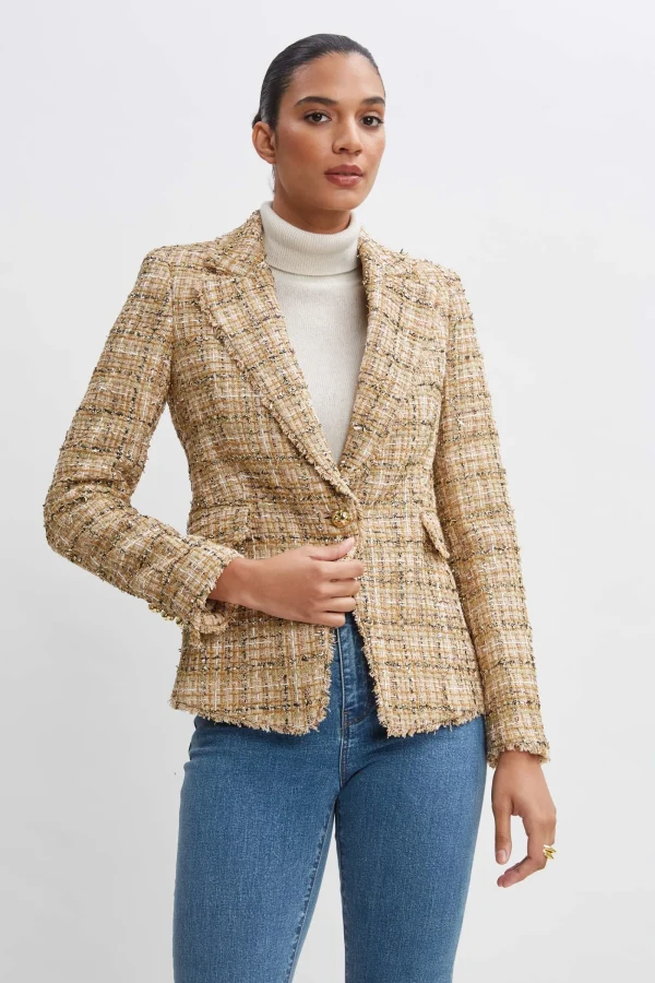 Elie Tahari Jackets & Blazers | Suiting-Metallic Tweed Blazer