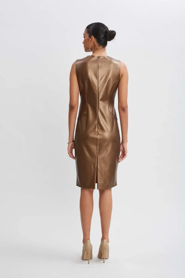 Elie Tahari Dresses & Jumpsuits | Sleeveless Dresses-Metallic Vegan Leather Side Panel Dress