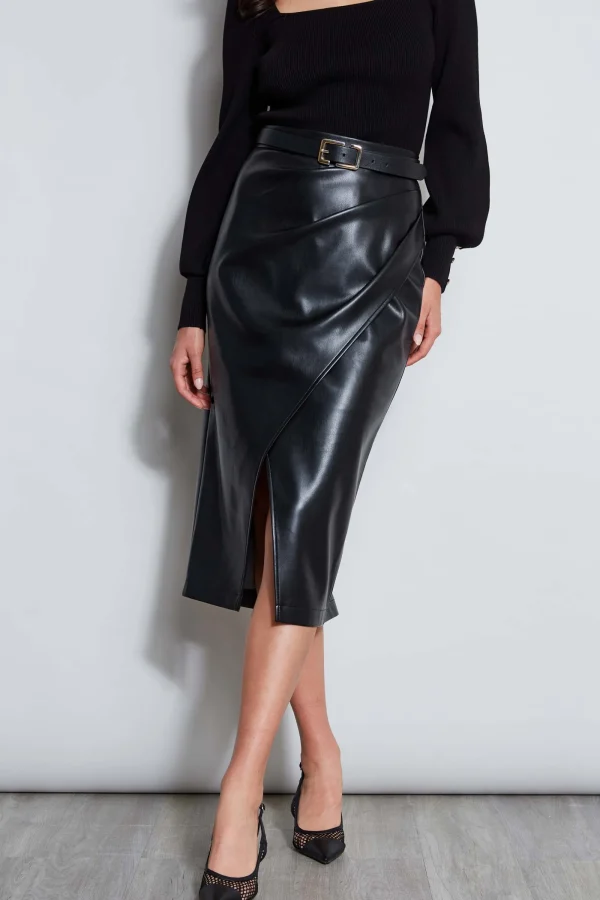 Elie Tahari Bottoms | Suiting-Midi Vegan Leather Wrap Skirt