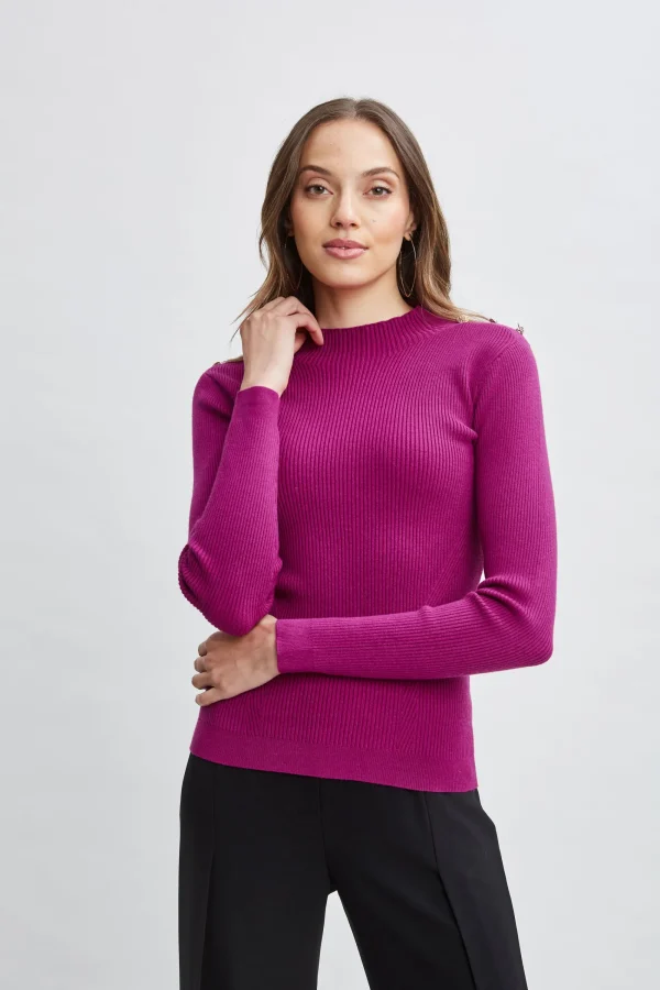 Elie Tahari Tops & Sweaters-Mock Neck Button Sweater