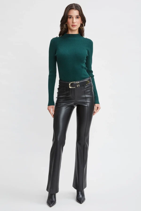 Elie Tahari Tops & Sweaters-Mock Neck Button Sweater