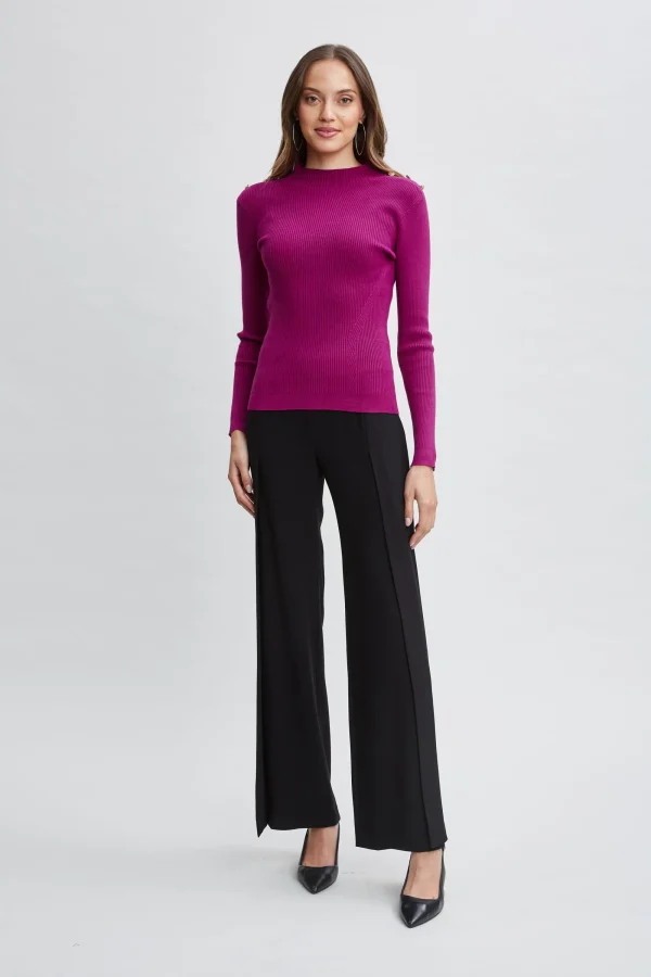 Elie Tahari Tops & Sweaters-Mock Neck Button Sweater