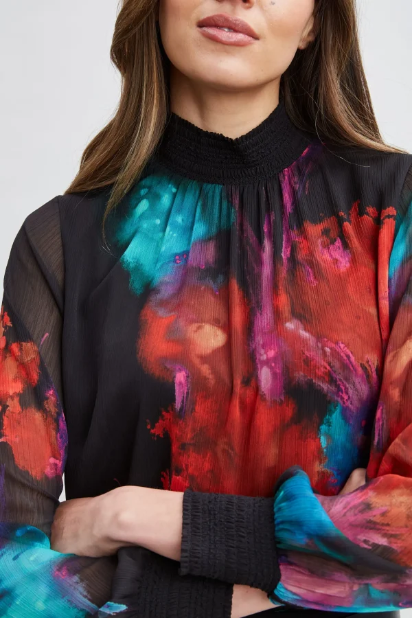 Elie Tahari Tops & Sweaters-Mock Neck Studio Floral Shirt