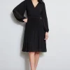 Elie Tahari Dresses & Jumpsuits | Long Sleeve Dresses-Mock Wrap Pleated Dress