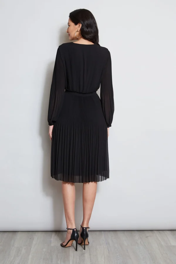 Elie Tahari Dresses & Jumpsuits | Long Sleeve Dresses-Mock Wrap Pleated Dress