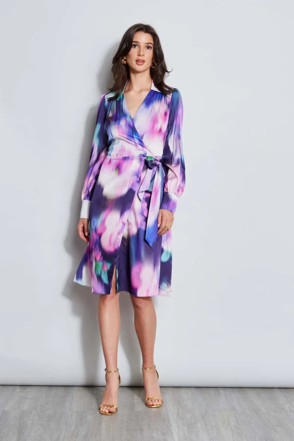 Elie Tahari Dresses & Jumpsuits | Midi Dresses-Moire Floral Wrap Dress