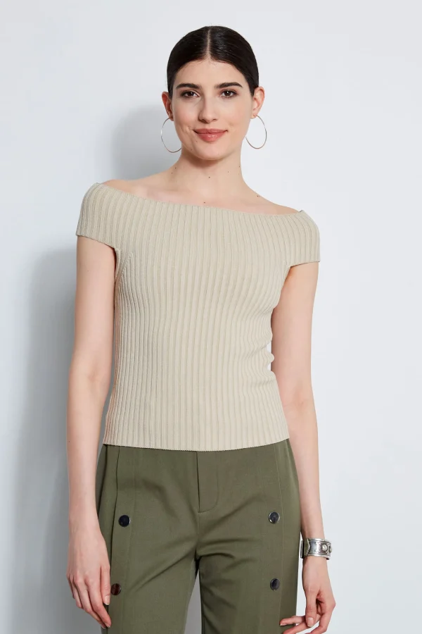 Elie Tahari Tops & Sweaters-Off Shoulder Rib Sweater