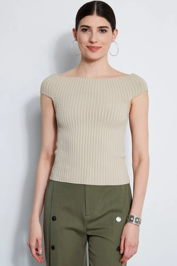 Elie Tahari Tops & Sweaters-Off Shoulder Rib Sweater