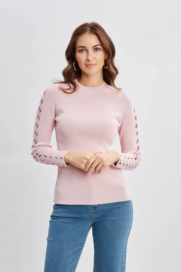 Elie Tahari Tops & Sweaters-Openwork Sleeve Sweater