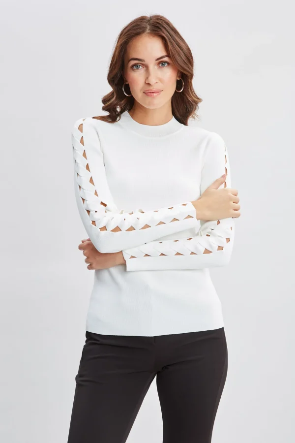 Elie Tahari Tops & Sweaters-Openwork Sleeve Sweater