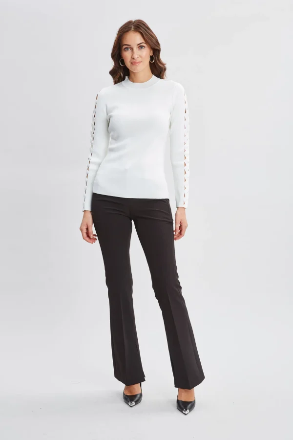 Elie Tahari Tops & Sweaters-Openwork Sleeve Sweater