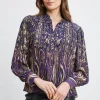 Elie Tahari Tops & Sweaters-Paisley Micro Pleat Shirt