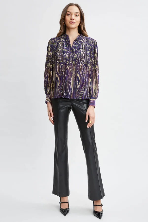 Elie Tahari Tops & Sweaters-Paisley Micro Pleat Shirt