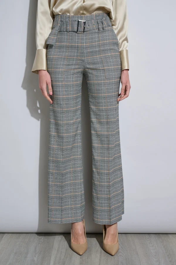 Elie Tahari Bottoms-Plaid Belted Pant