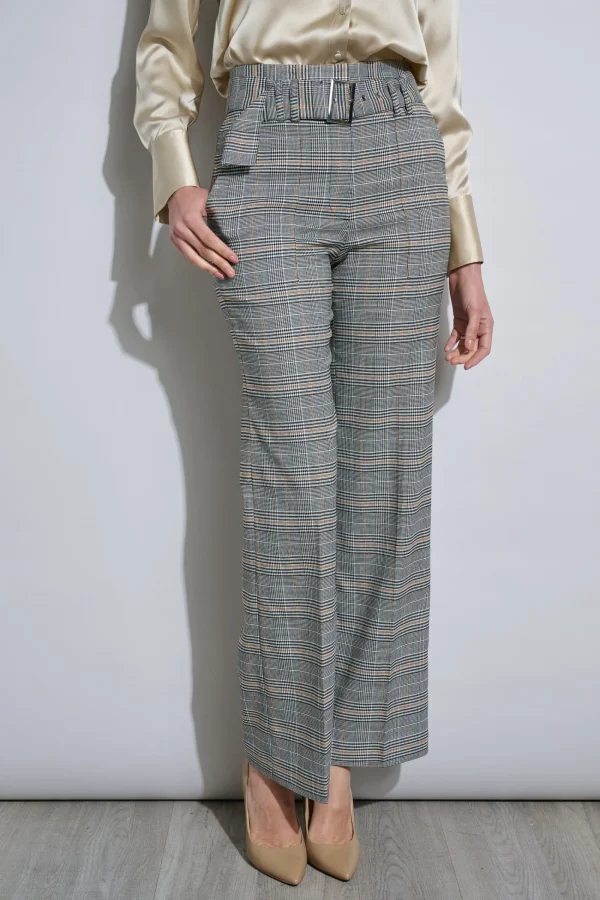 Elie Tahari Bottoms-Plaid Belted Pant