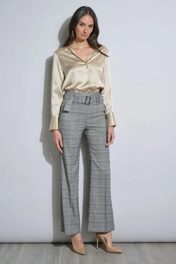 Elie Tahari Bottoms-Plaid Belted Pant