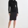 Elie Tahari Dresses & Jumpsuits | Long Sleeve Dresses-Pleat Detail Matte Jersey Dress