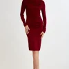 Elie Tahari Dresses & Jumpsuits | Long Sleeve Dresses-Pleat Detail Matte Jersey Dress