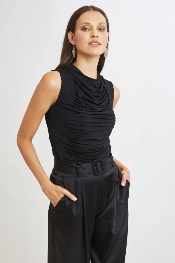 Elie Tahari Tops & Sweaters-Pleat Detail Matte Jersey Knit