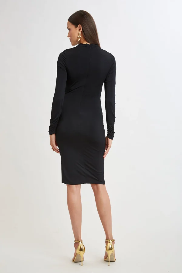 Elie Tahari Dresses & Jumpsuits | Long Sleeve Dresses-Pleat Detail Matte Jersey Dress