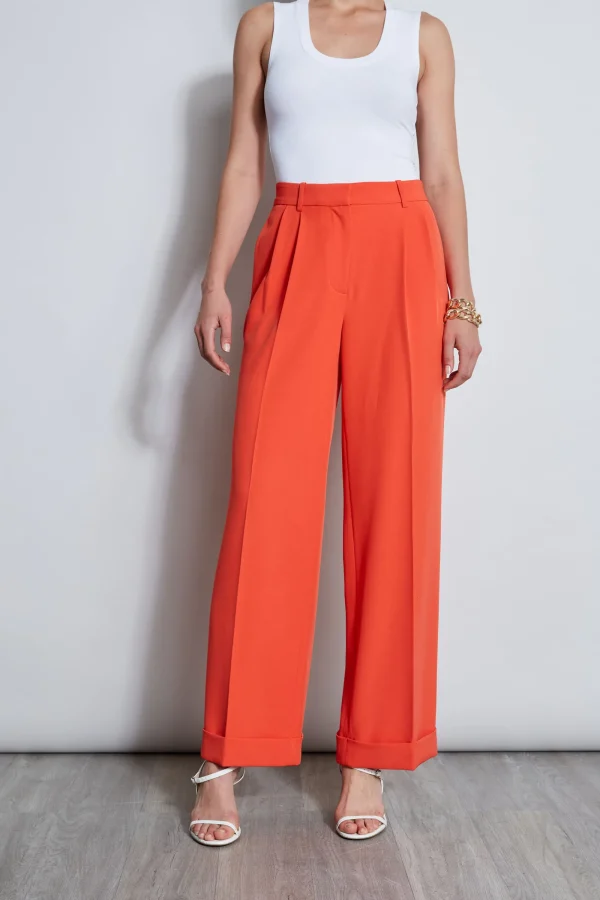 Elie Tahari Bottoms-Pleated Cuffed Pant