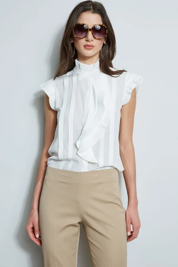 Elie Tahari Tops & Sweaters-Pleated Flutter Silk Shirt