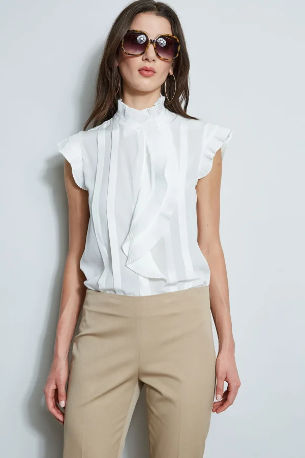 Elie Tahari Tops & Sweaters-Pleated Flutter Silk Shirt