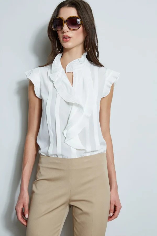 Elie Tahari Tops & Sweaters-Pleated Flutter Silk Shirt