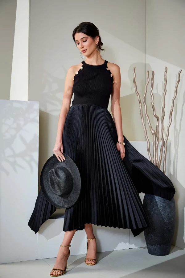 Elie Tahari Dresses & Jumpsuits | Sleeveless Dresses-Pleated Halter Midi Dress