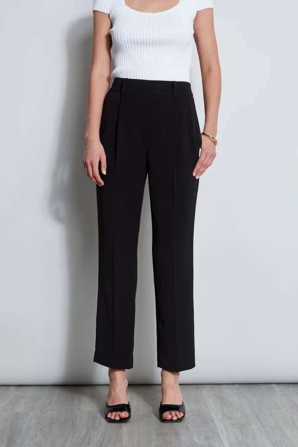 Elie Tahari Bottoms-Pleated Straight Leg Pull On Pant