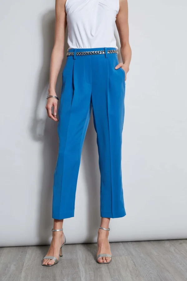 Elie Tahari Bottoms-Pleated Straight Leg Pull On Pant