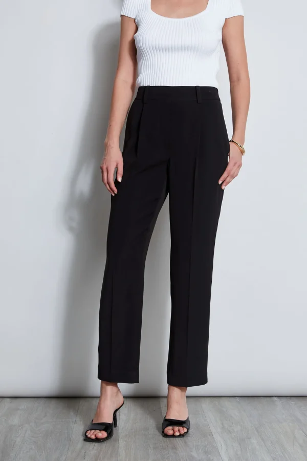 Elie Tahari Bottoms-Pleated Straight Leg Pull On Pant