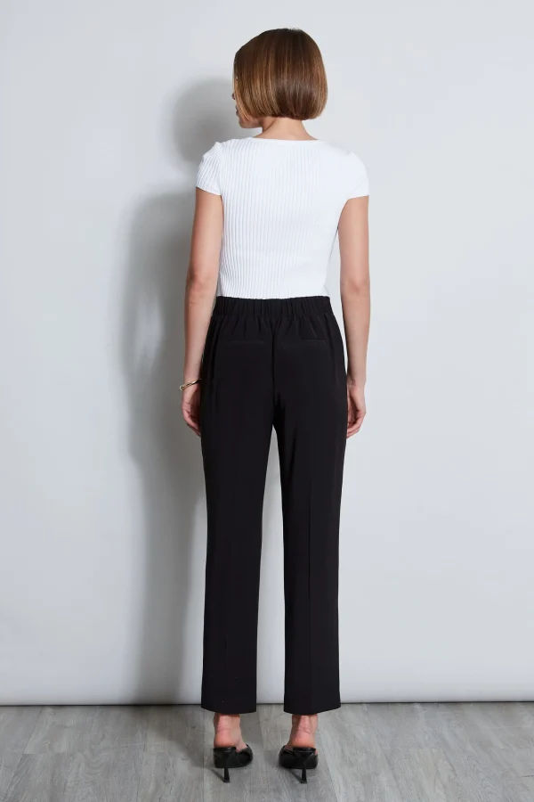 Elie Tahari Bottoms-Pleated Straight Leg Pull On Pant