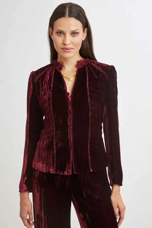 Elie Tahari Jackets & Blazers | Suiting-Plisse Velvet Embroidered Jacket