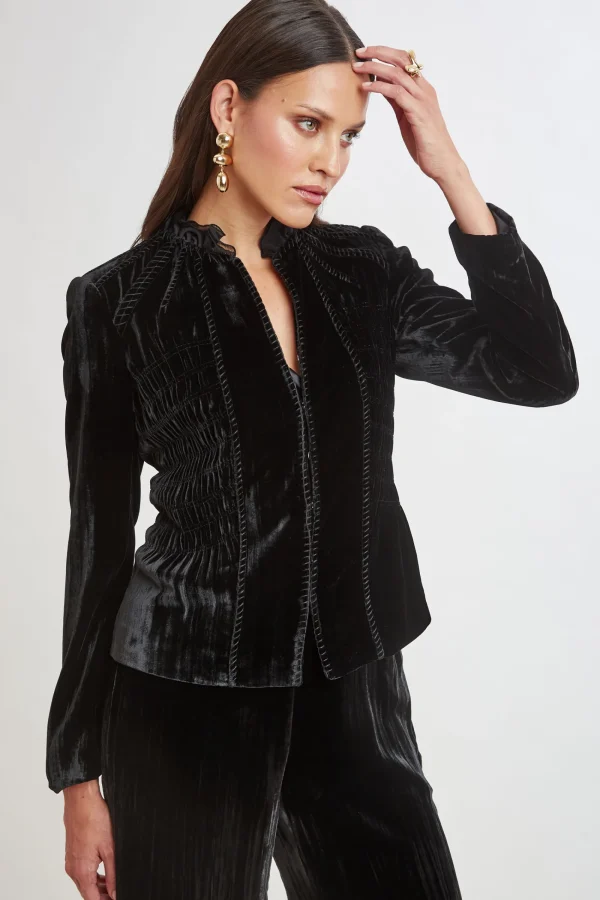 Elie Tahari Jackets & Blazers | Suiting-Plisse Velvet Embroidered Jacket