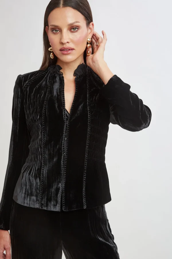 Elie Tahari Jackets & Blazers | Suiting-Plisse Velvet Embroidered Jacket