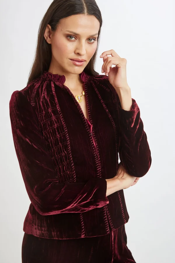 Elie Tahari Jackets & Blazers | Suiting-Plisse Velvet Embroidered Jacket