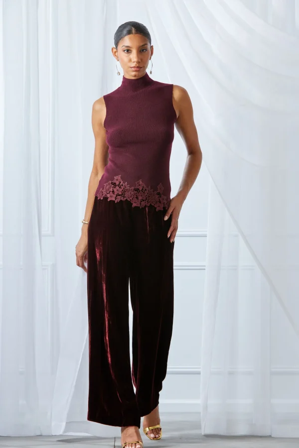 Elie Tahari Bottoms | Suiting-Plisse Velvet Fluid Pant