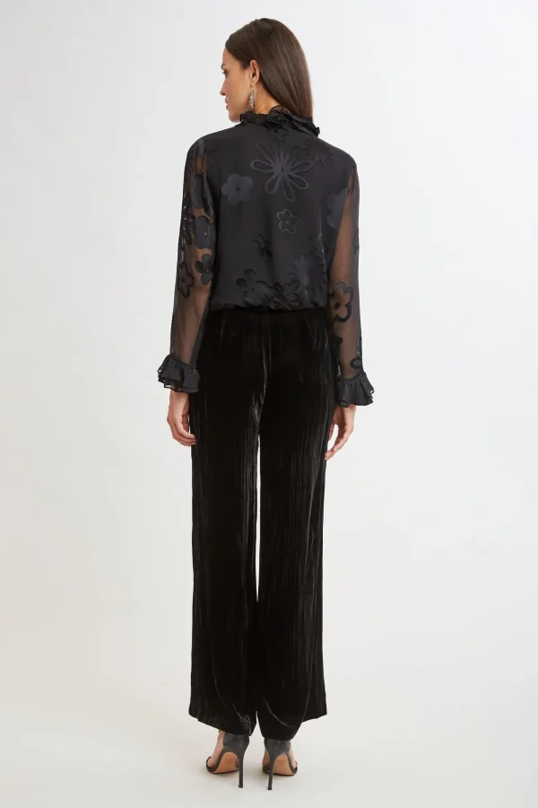 Elie Tahari Bottoms | Suiting-Plisse Velvet Fluid Pant