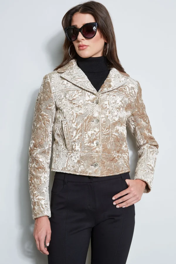 Elie Tahari Jackets & Blazers-Quilted Velvet Cropped Jacket