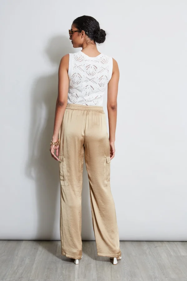 Elie Tahari Bottoms-Relaxed Satin Cargo Pant